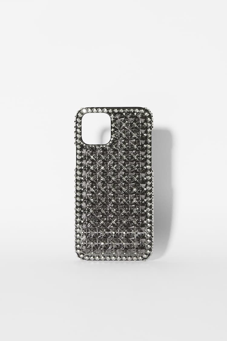 Mobile phone case with rhinestone spikes