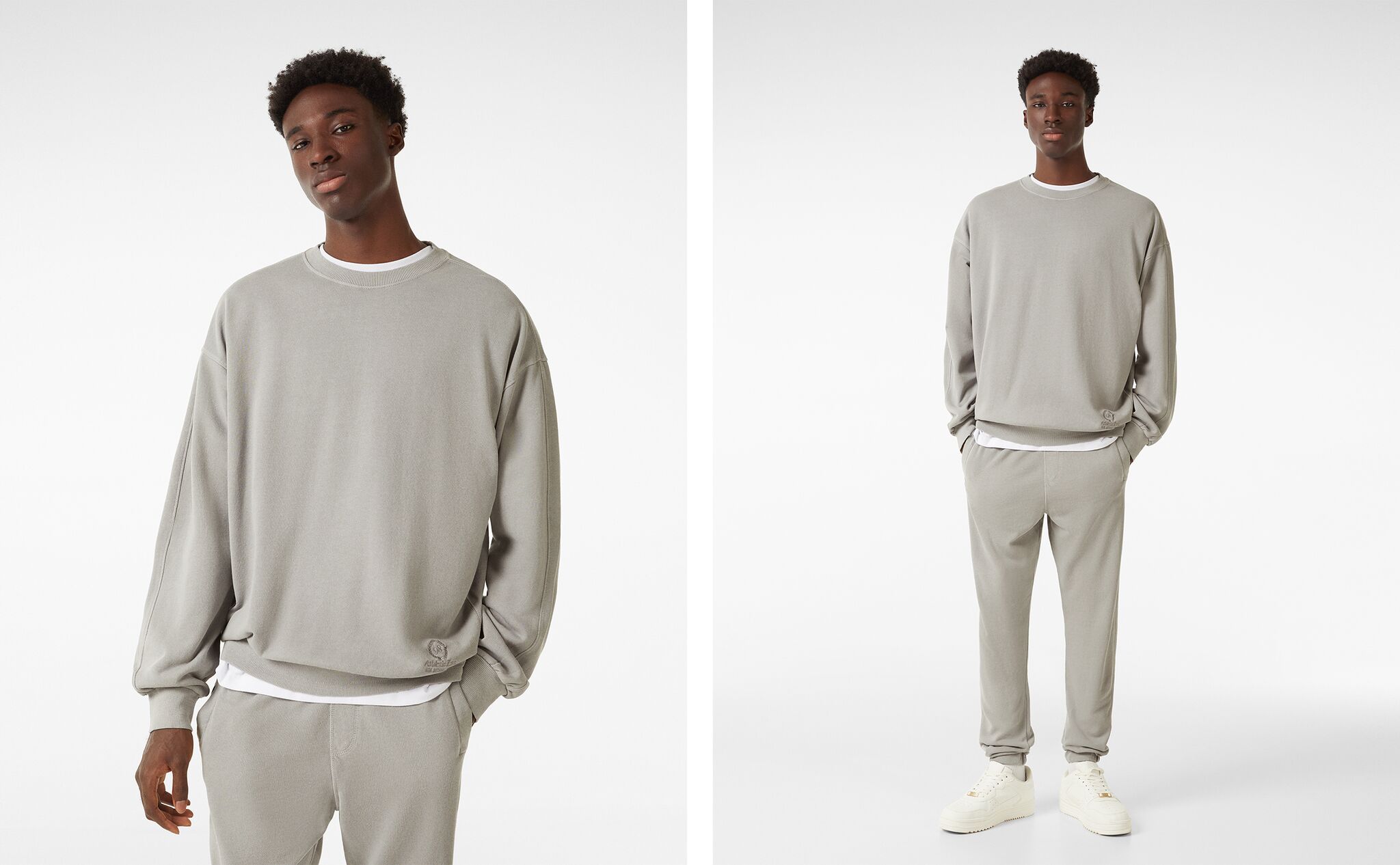 Faded-effect sweatshirt and trousers set