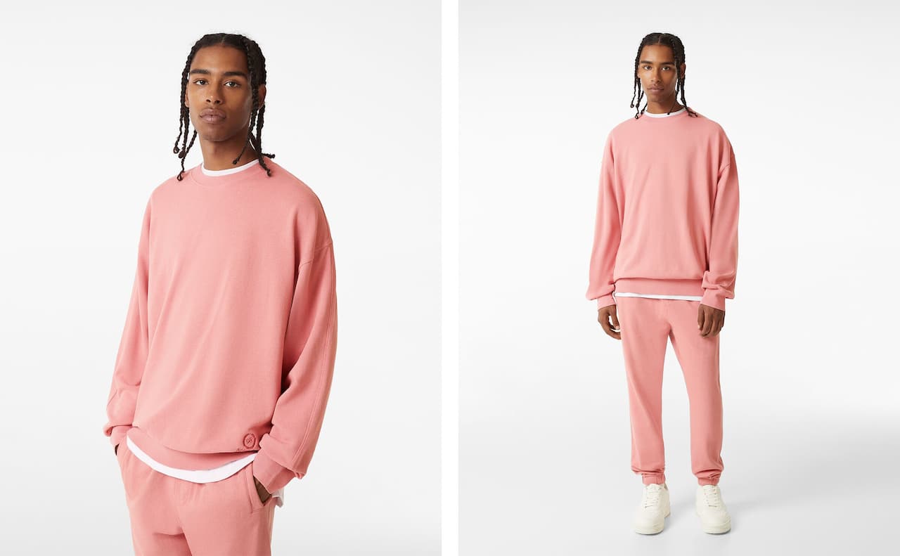 Faded-effect sweatshirt and trousers set