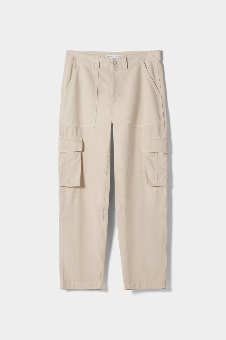 Pantalon cargo wide leg coton