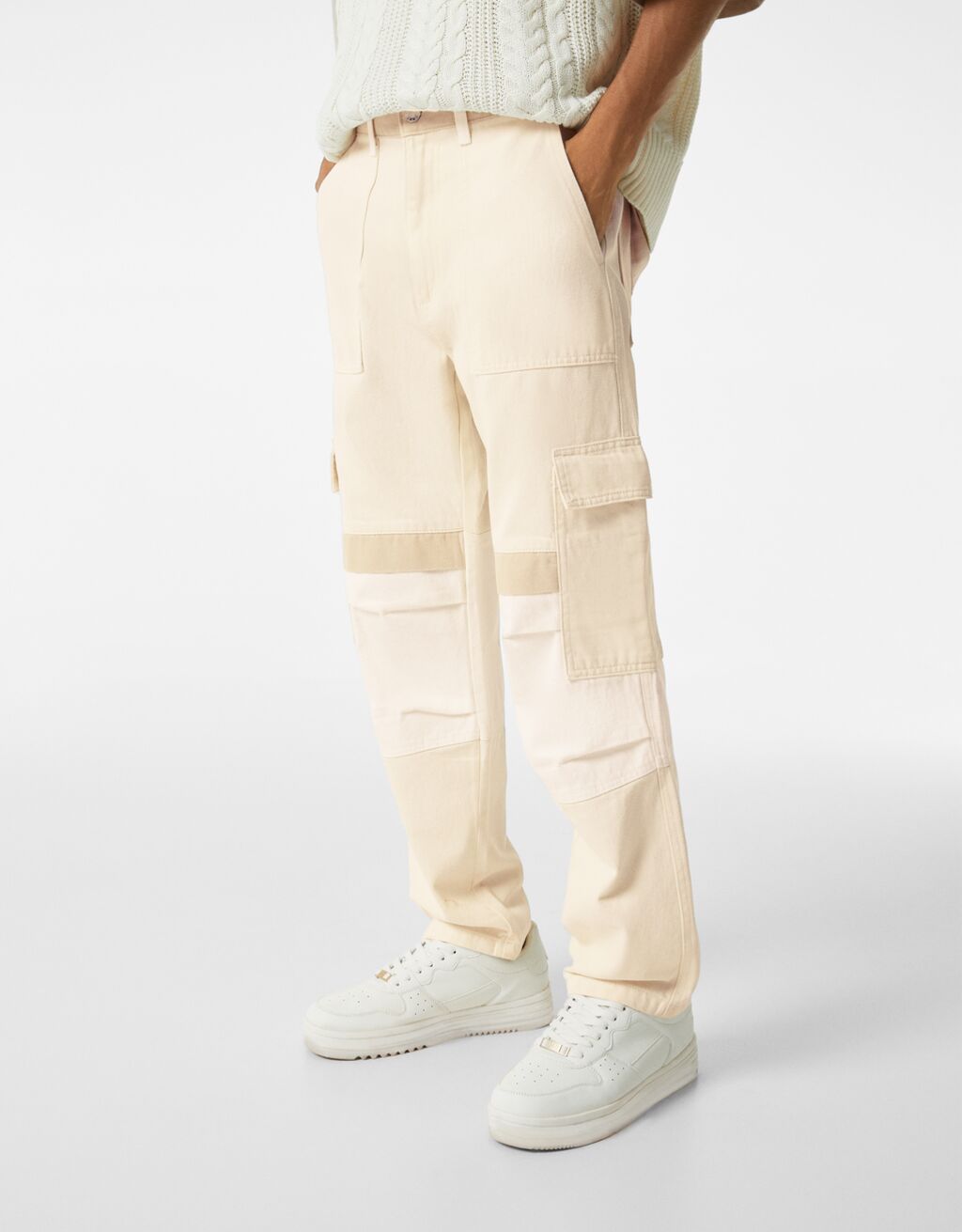Straight fit color block cargo jeans - Man | Bershka