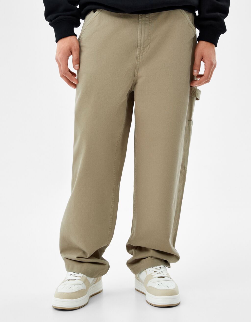 Wide-leg cotton carpenter trousers