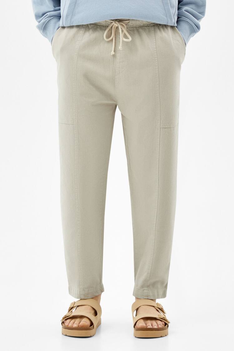 Rustic cotton loose fit trousers