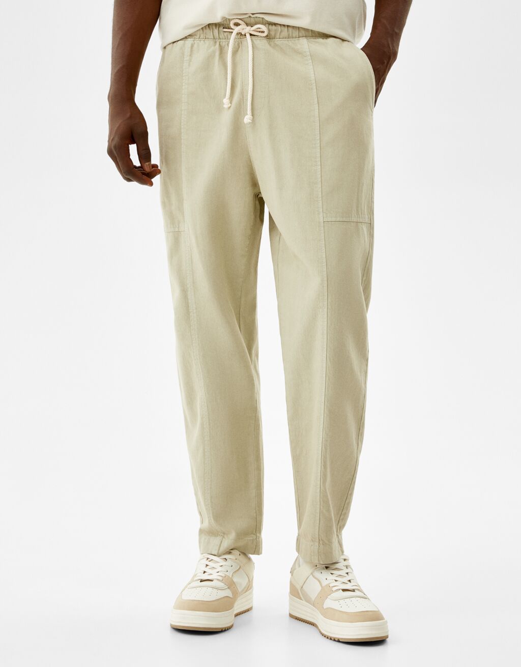 Rustic cotton loose-fit pants