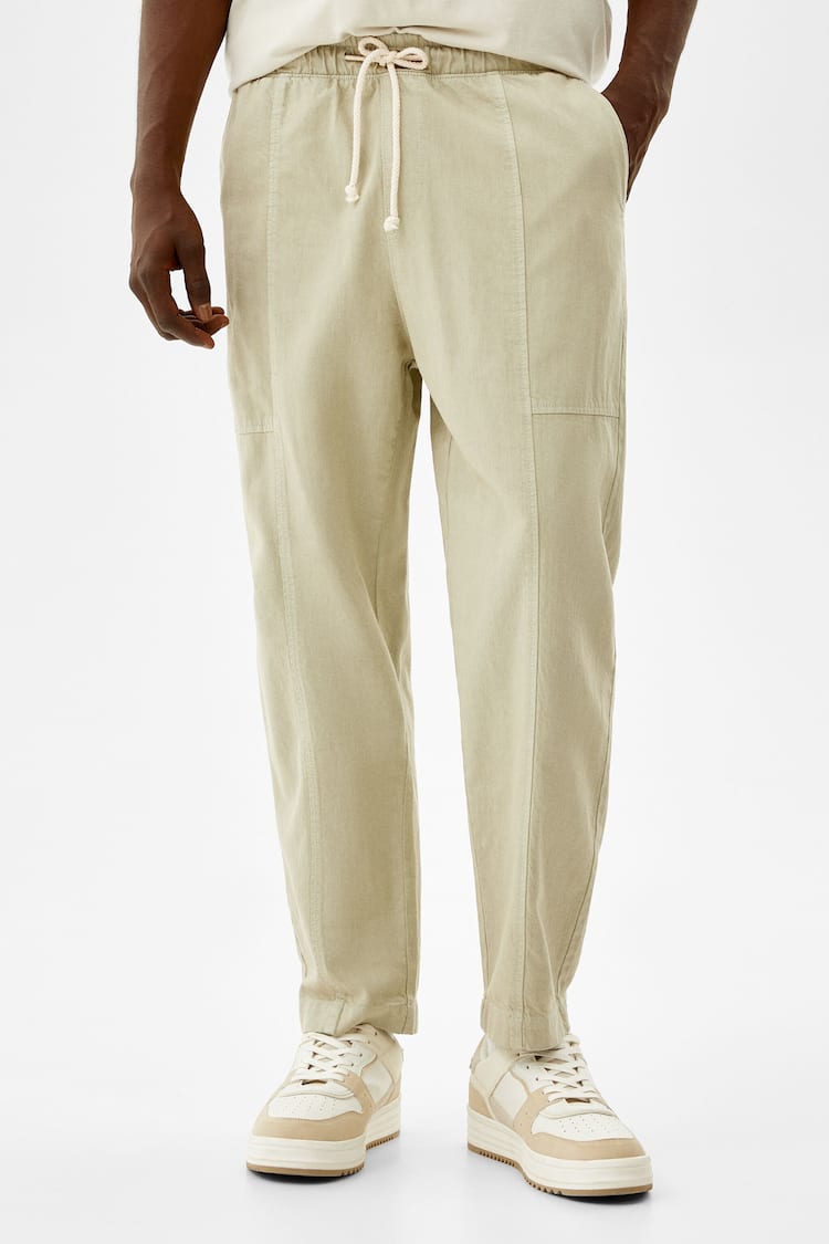 Rustic cotton loose fit trousers