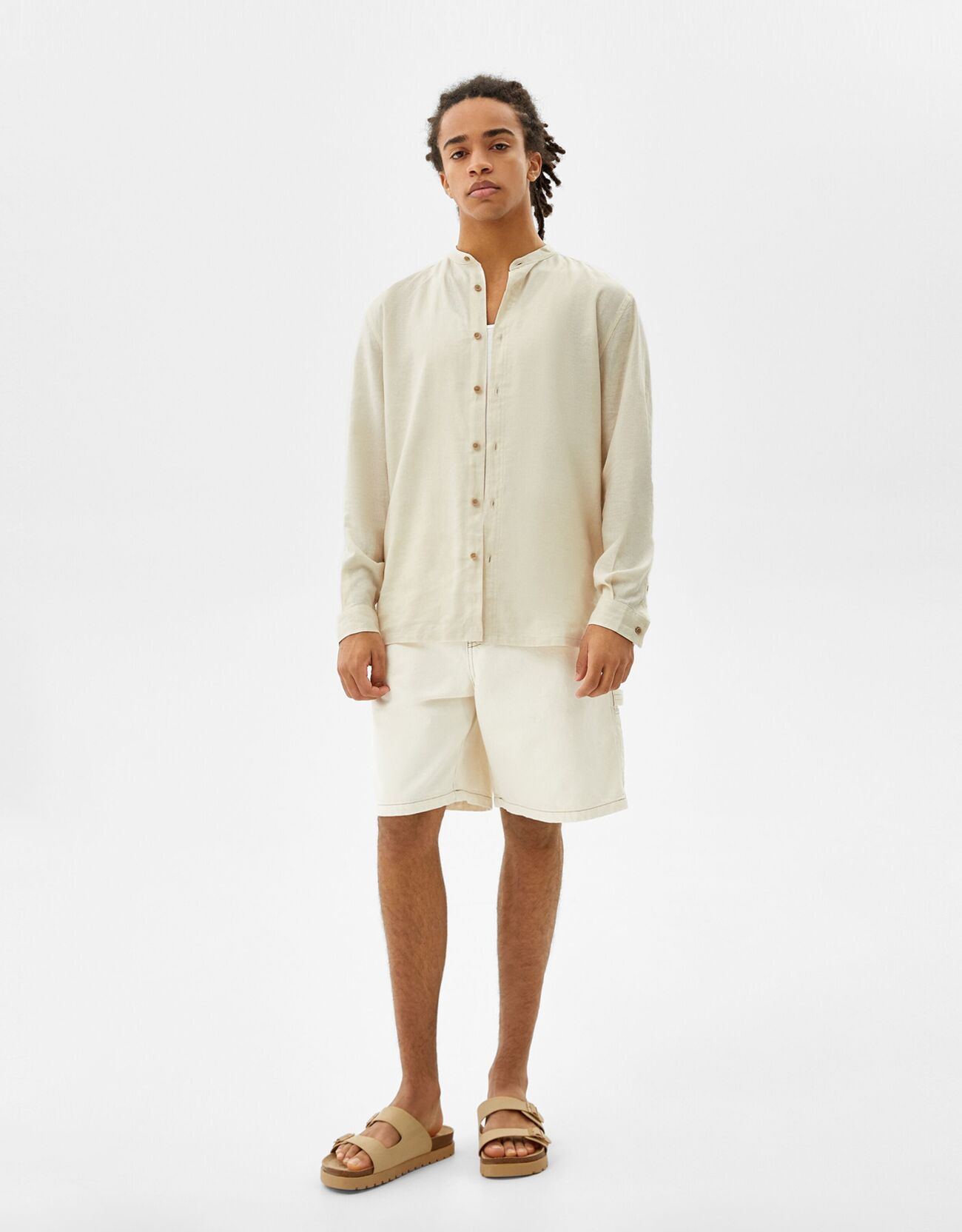 Relaxed fit long sleeve linen shirt 