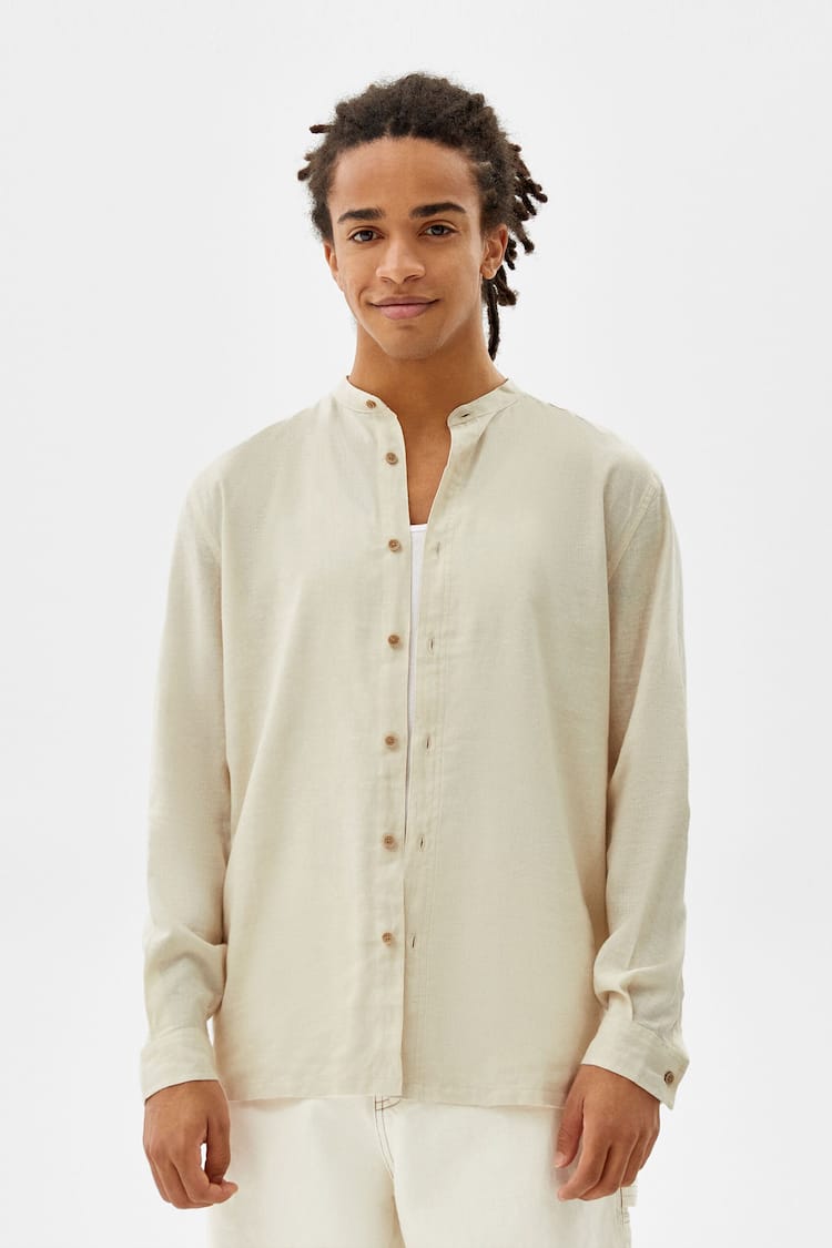Camisa manga larga relaxed fit lino