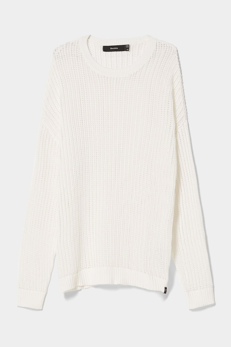 Sweater decote redondo mesh