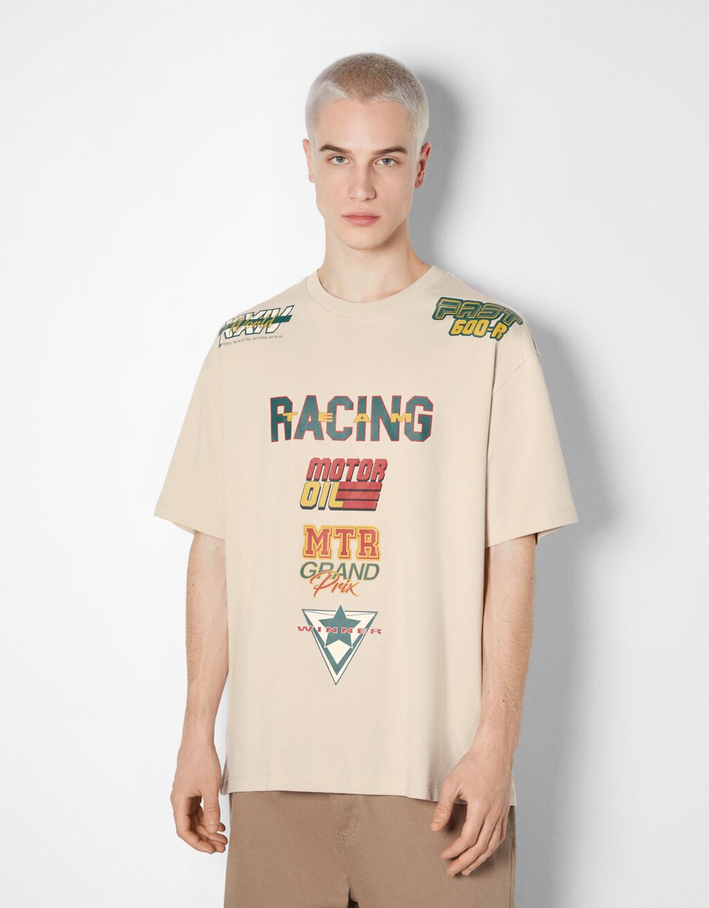 T-shirt de manga curta boxy fit com estampado racing