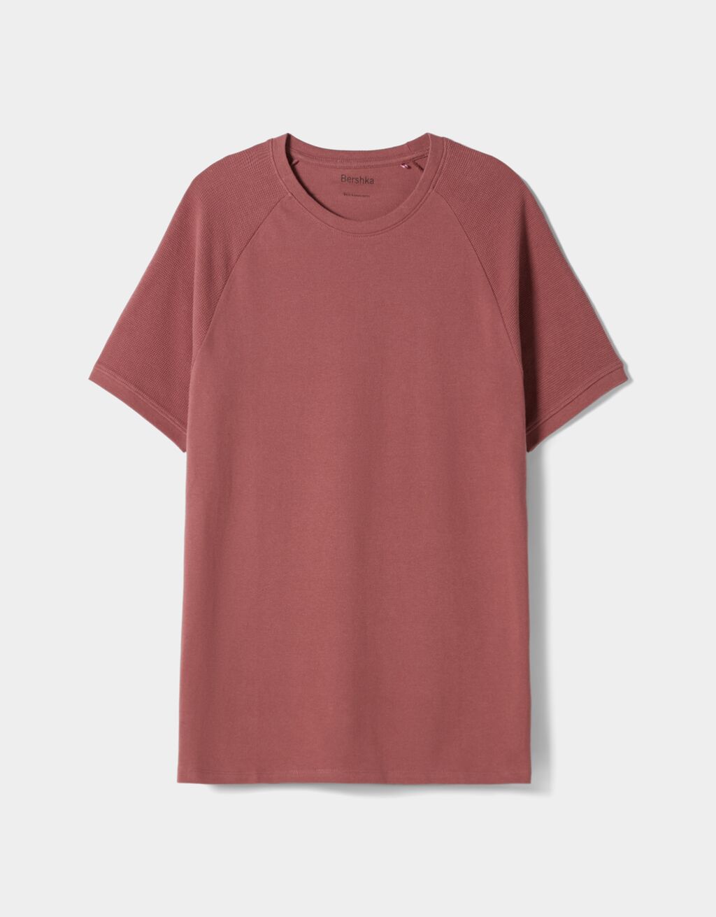 Short sleeve waffle-knit piqué T-shirt with raglan sleeves