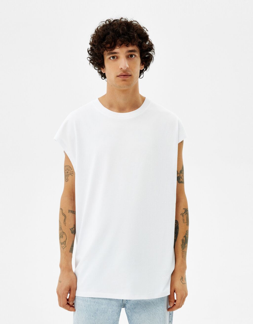 Extra loose-fit mouwloos worker T-shirt