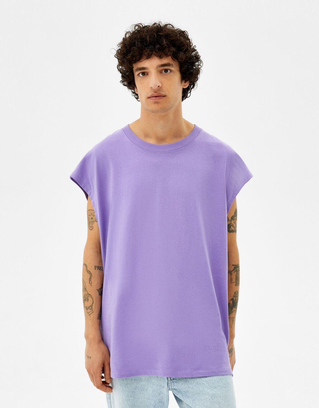 Extra loose-fit mouwloos worker T-shirt
