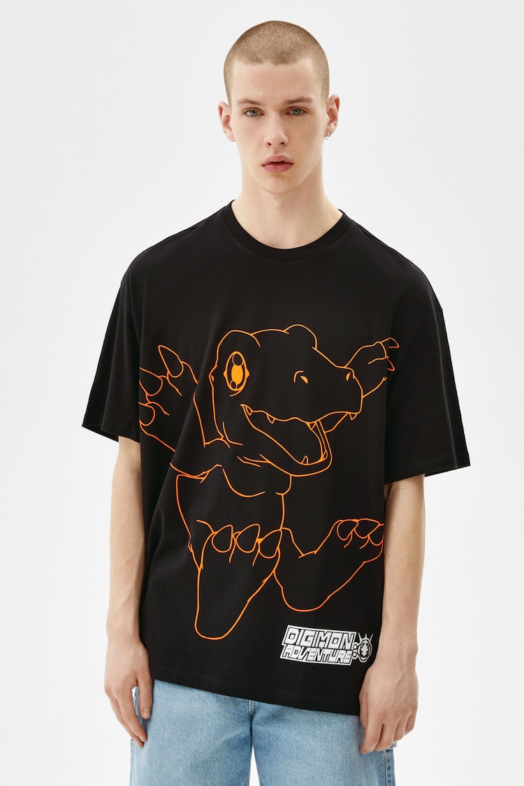 Oversize short sleeve Digimon print T-shirt