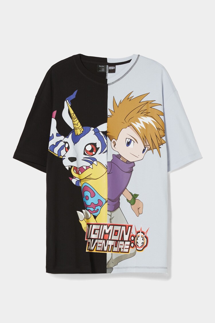 Camiseta manga corta oversize Digimon bicolor