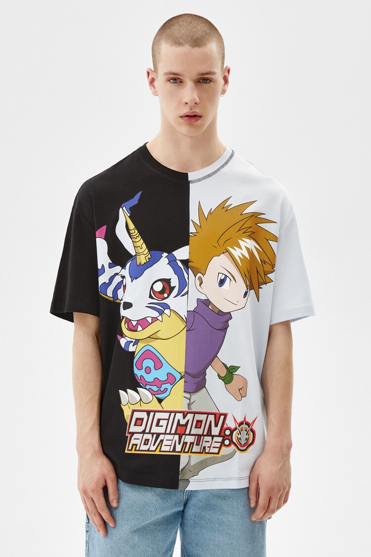 Oversize short sleeve two-tone Digimon T-shirt