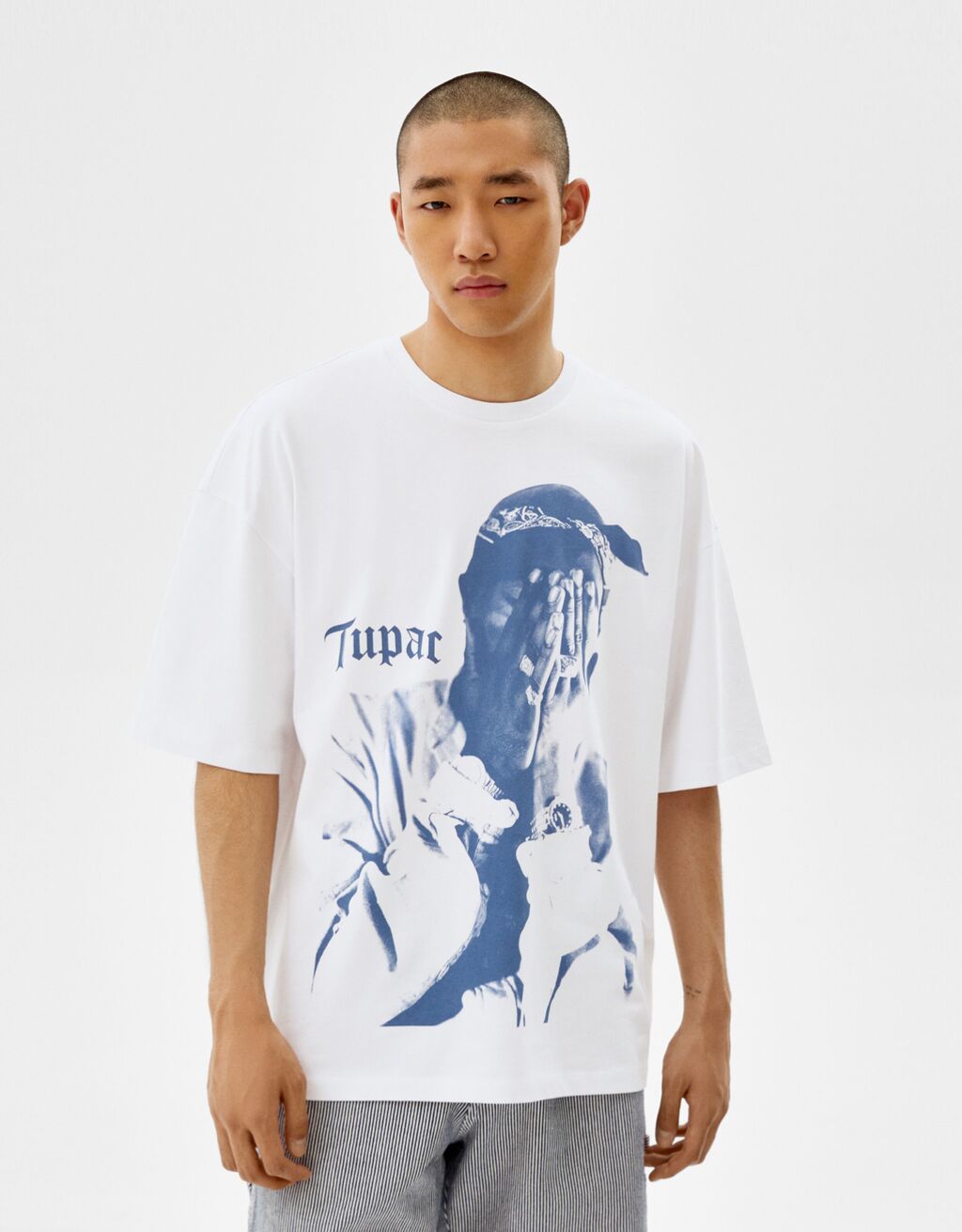 Extra volné tričko Tupac s krátkými rukávy