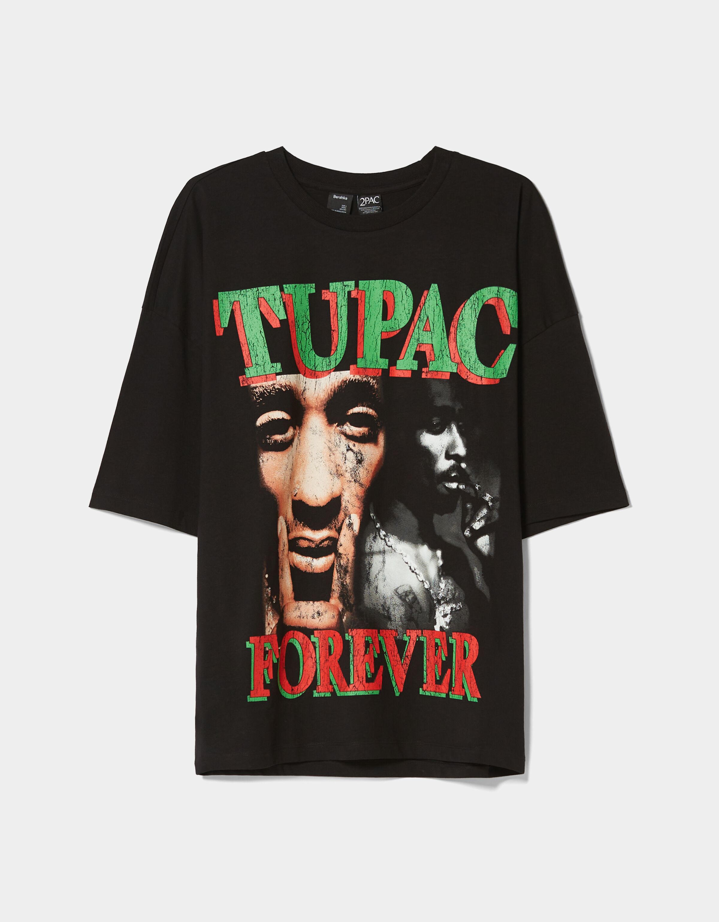 Camiseta manga corta extra loose Tupac - Hombre | Bershka