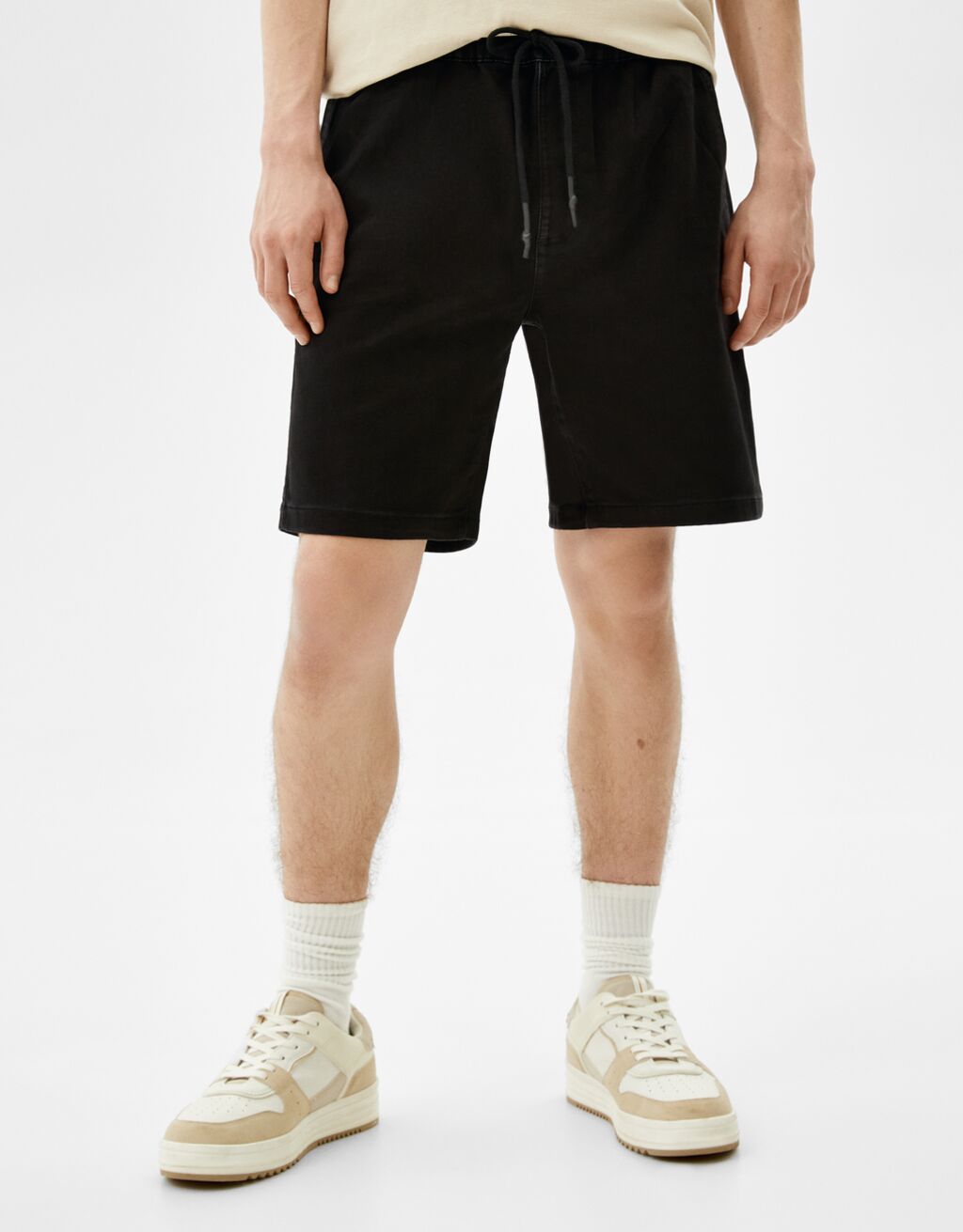 Denim Bermuda jogger shorts