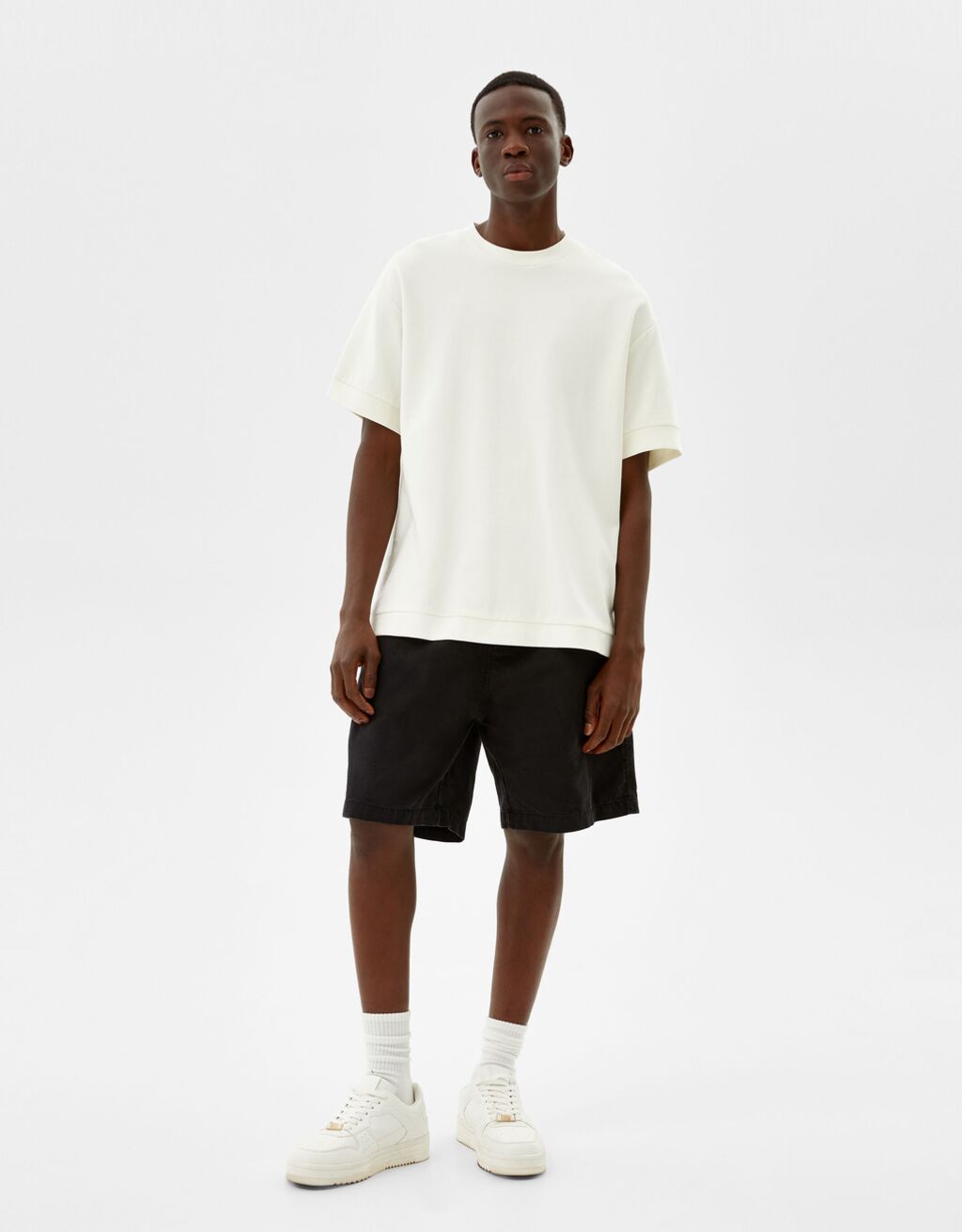 Cotton jogger Bermuda shorts