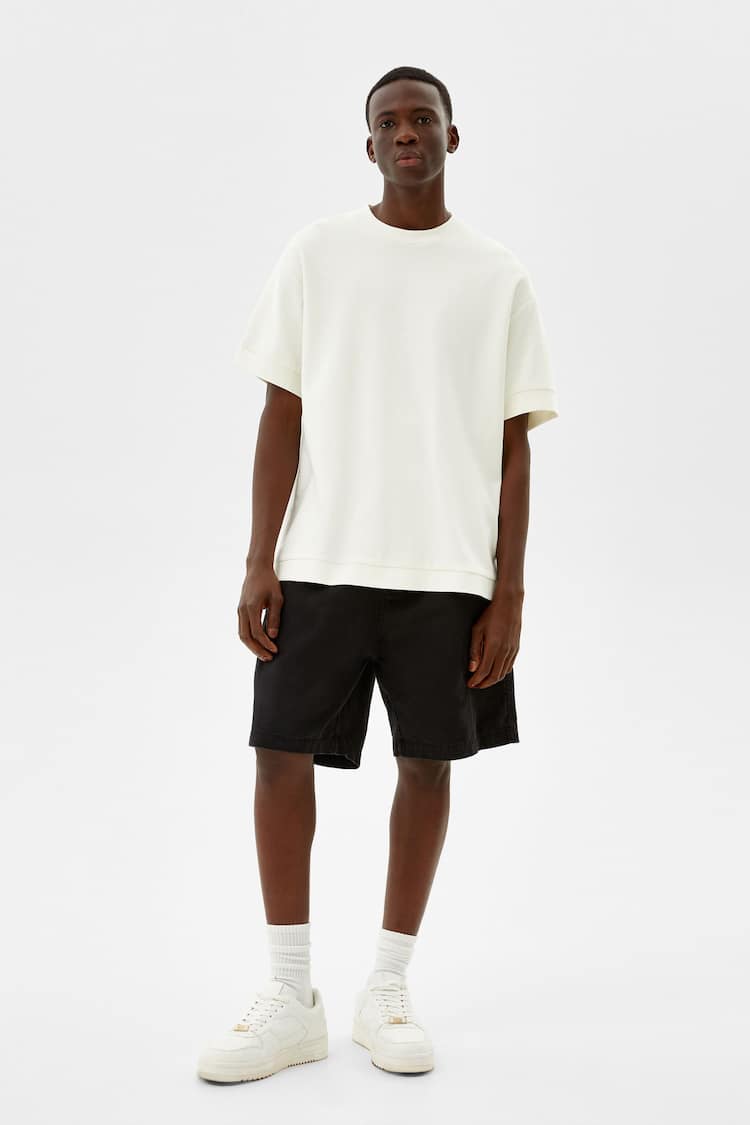Cotton jogger Bermuda shorts