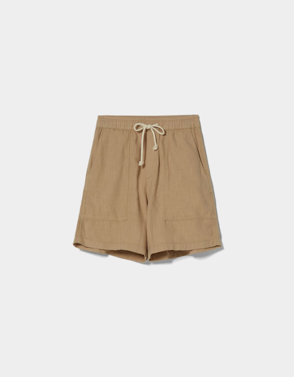 Linen blend cotton Bermuda sweatpant shorts