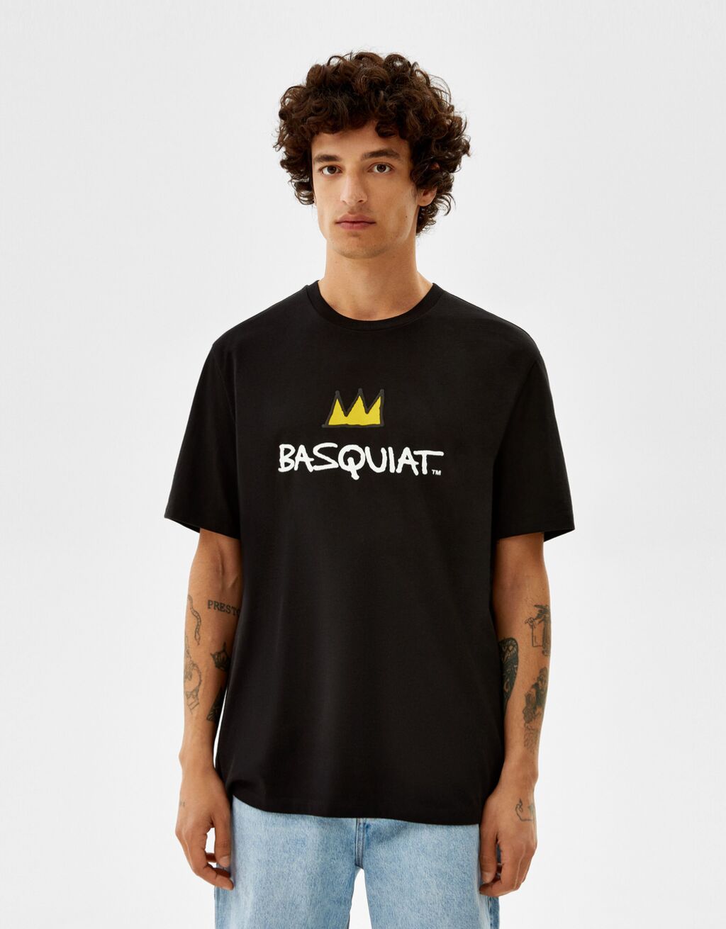Tričko regular fit s krátkými rukávy a potiskem Jean-Michel Basquiat