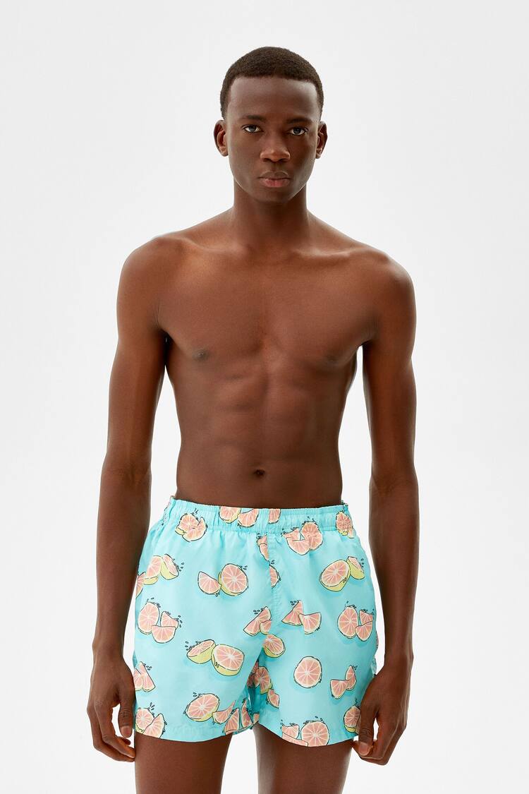 Funny print swimming trunks