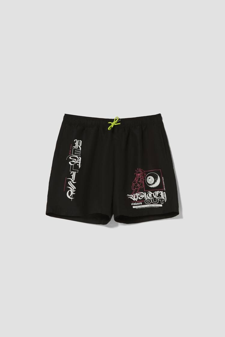 Swimming trunks with a gothic print