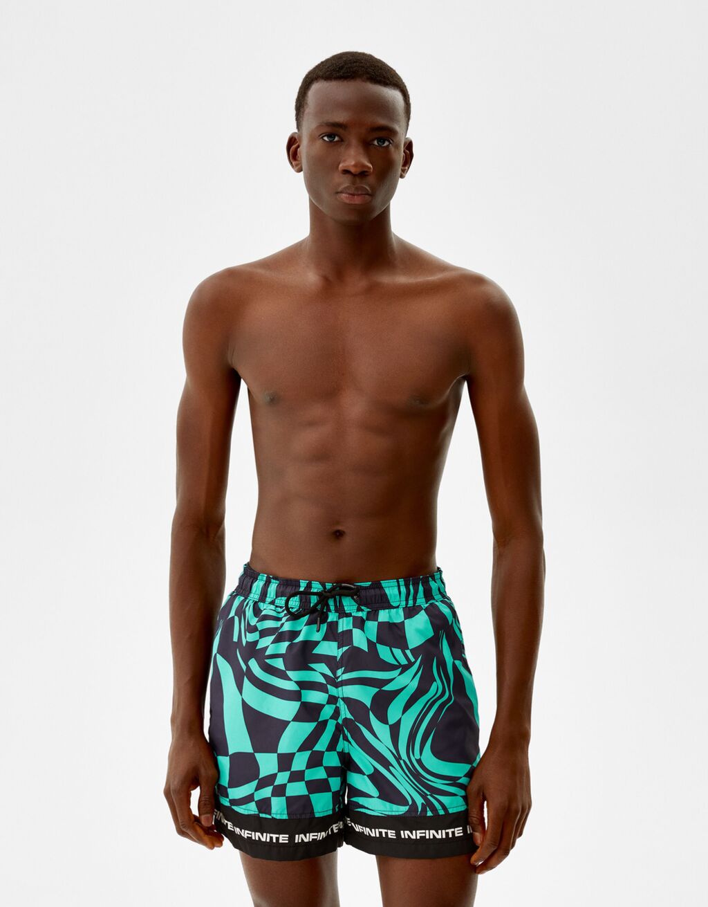 Psychedelic print swimming trunks