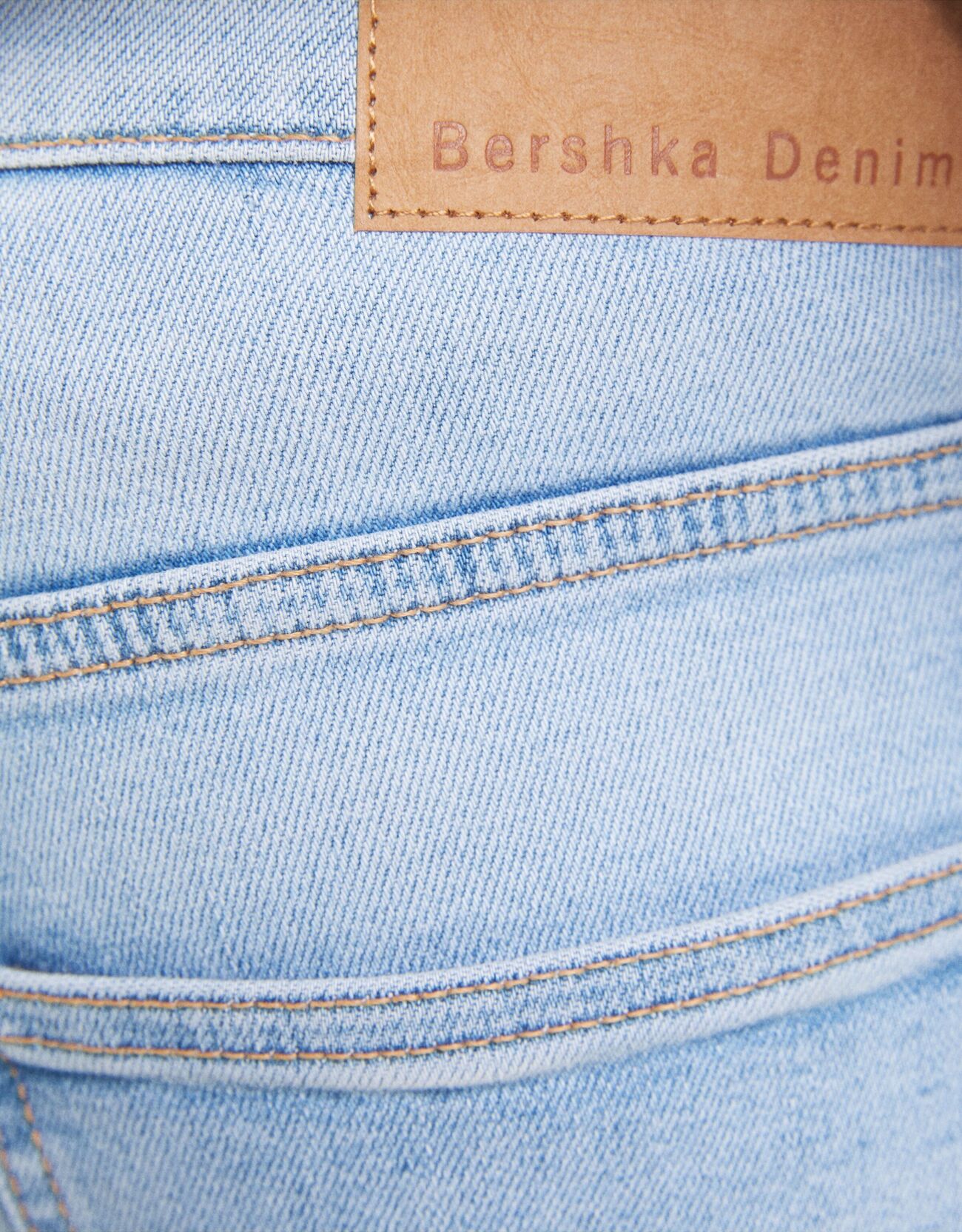 bershka super high waist skinny jean in mid blue