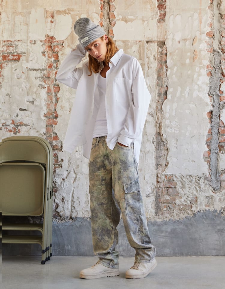 Baggy-Cargojeans mit Print