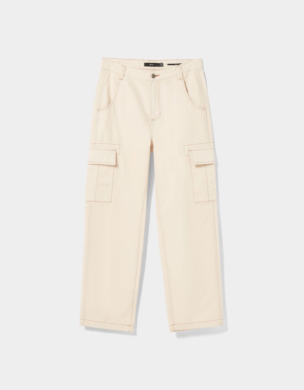 Pantaloni wide cargo filo a contrasto