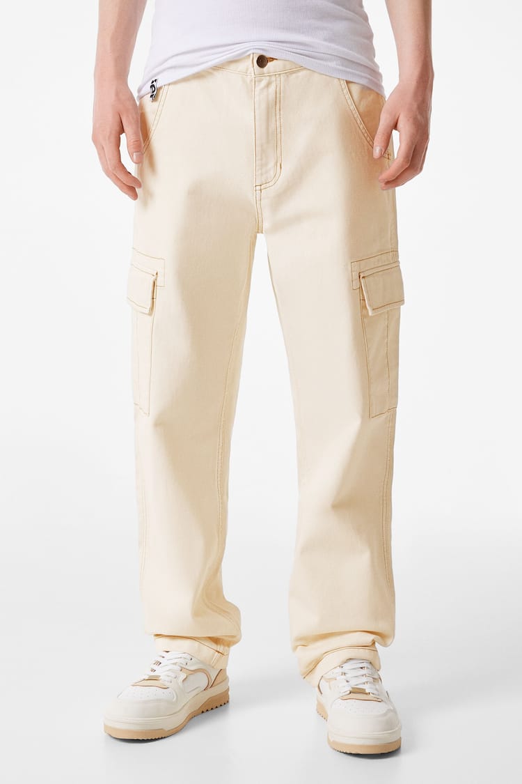 Широкі штани-карго з контрастними строчками