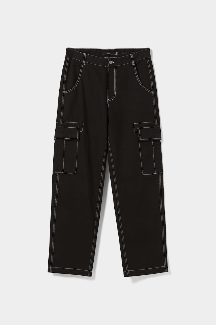 Широкі штани-карго з контрастними строчками
