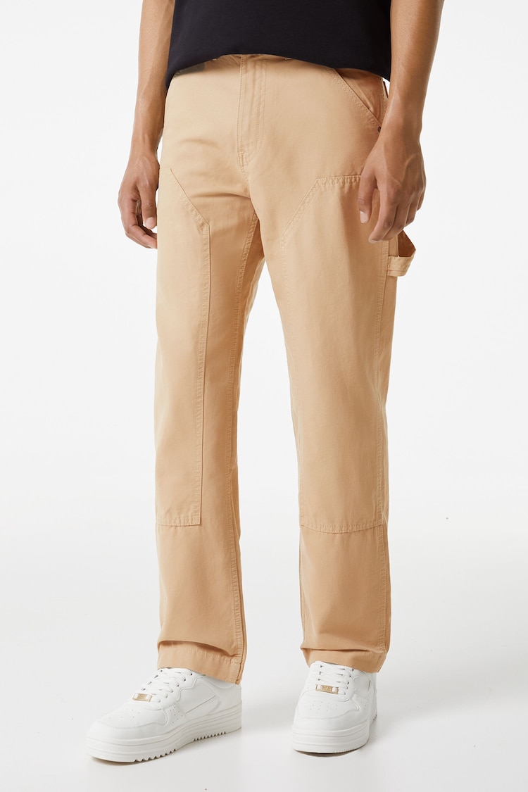 Wide-leg canvas carpenter trousers