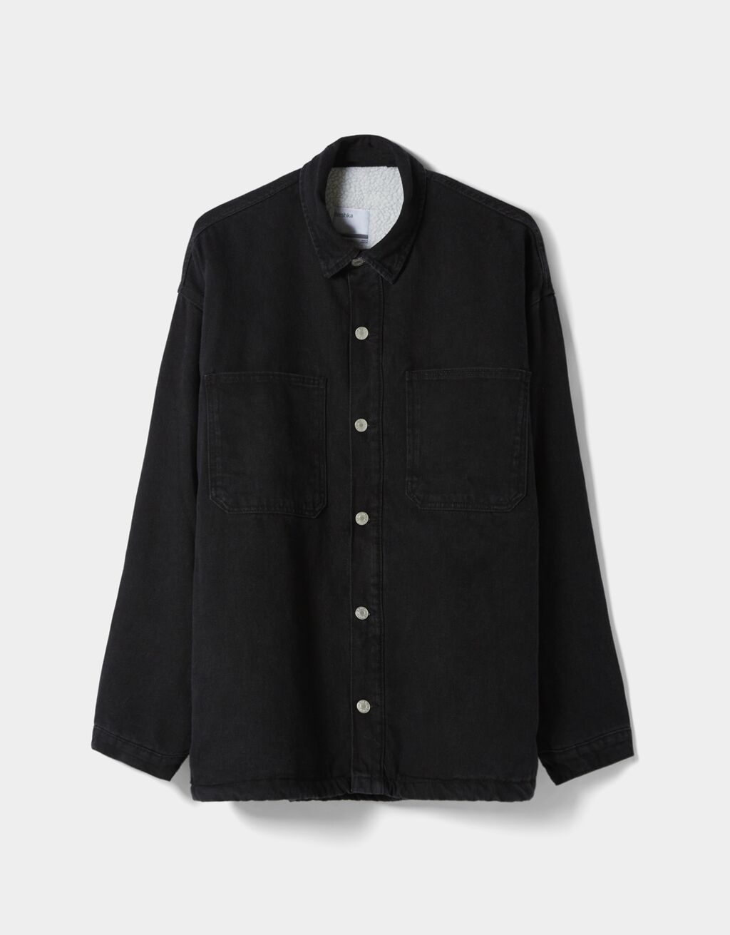Denim overshirt with faux shearling lining Man Bershka
