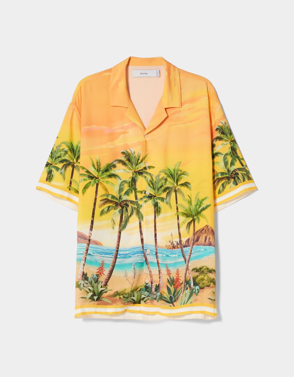 Relax fit blouse met palmboomprint en korte mouw