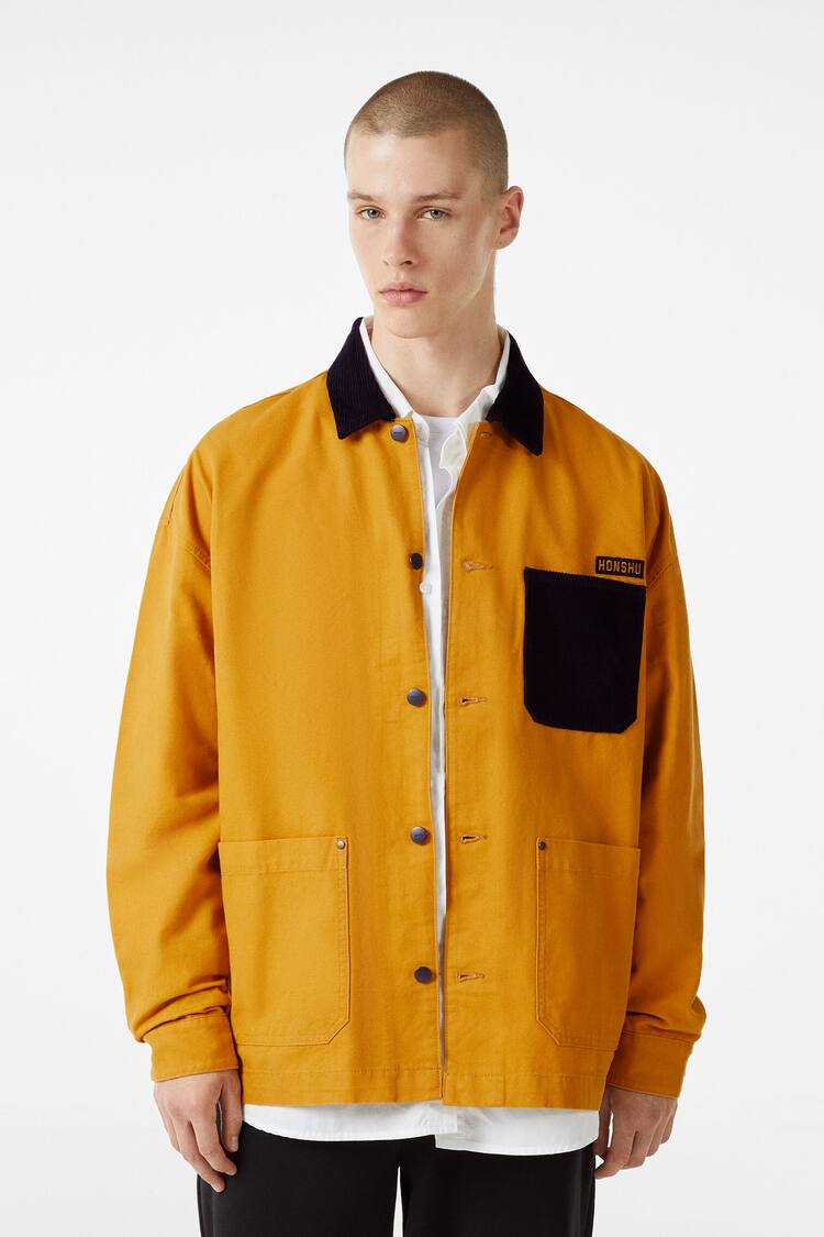Куртка-рубашка с контрастным карманом