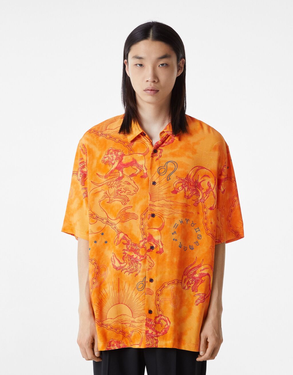Relaxed-fit esoteric print shirt with short sleeves