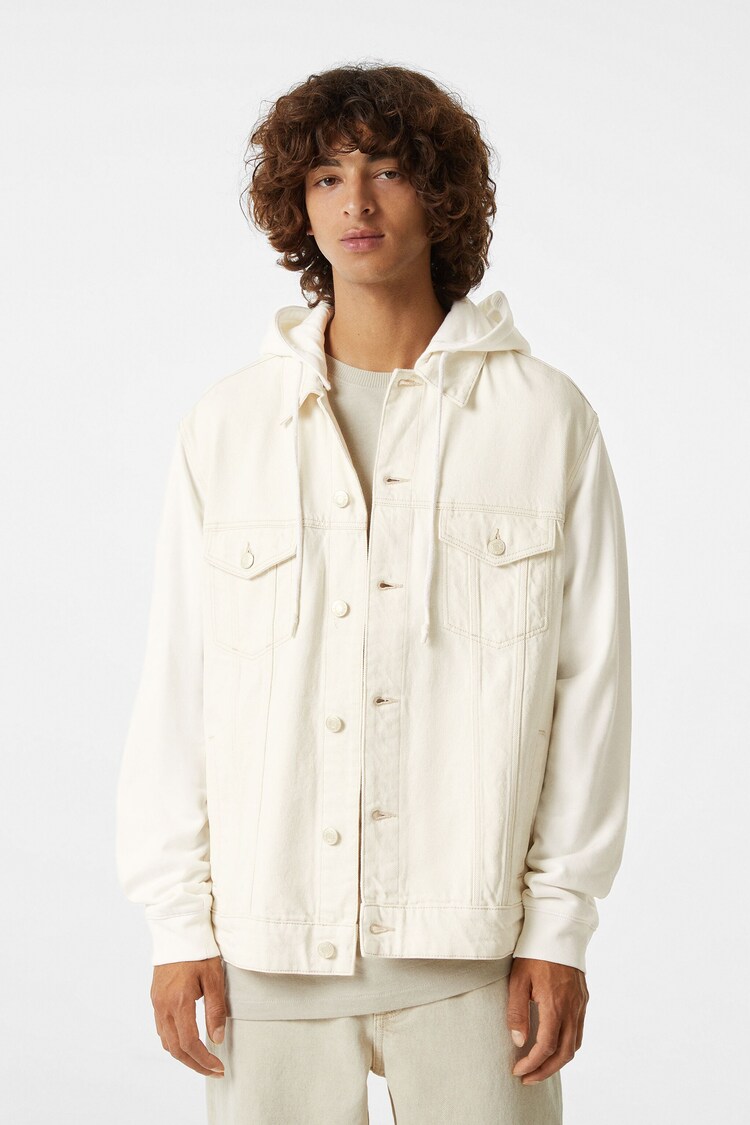 Denim jacket with detachable hood