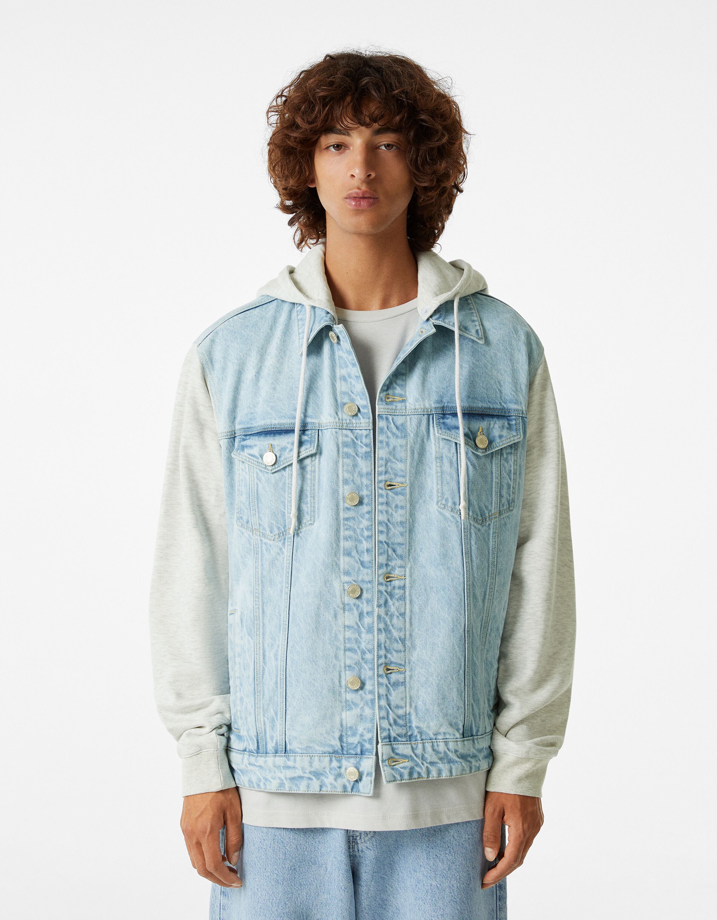 Denim jacket with detachable hood - Man 