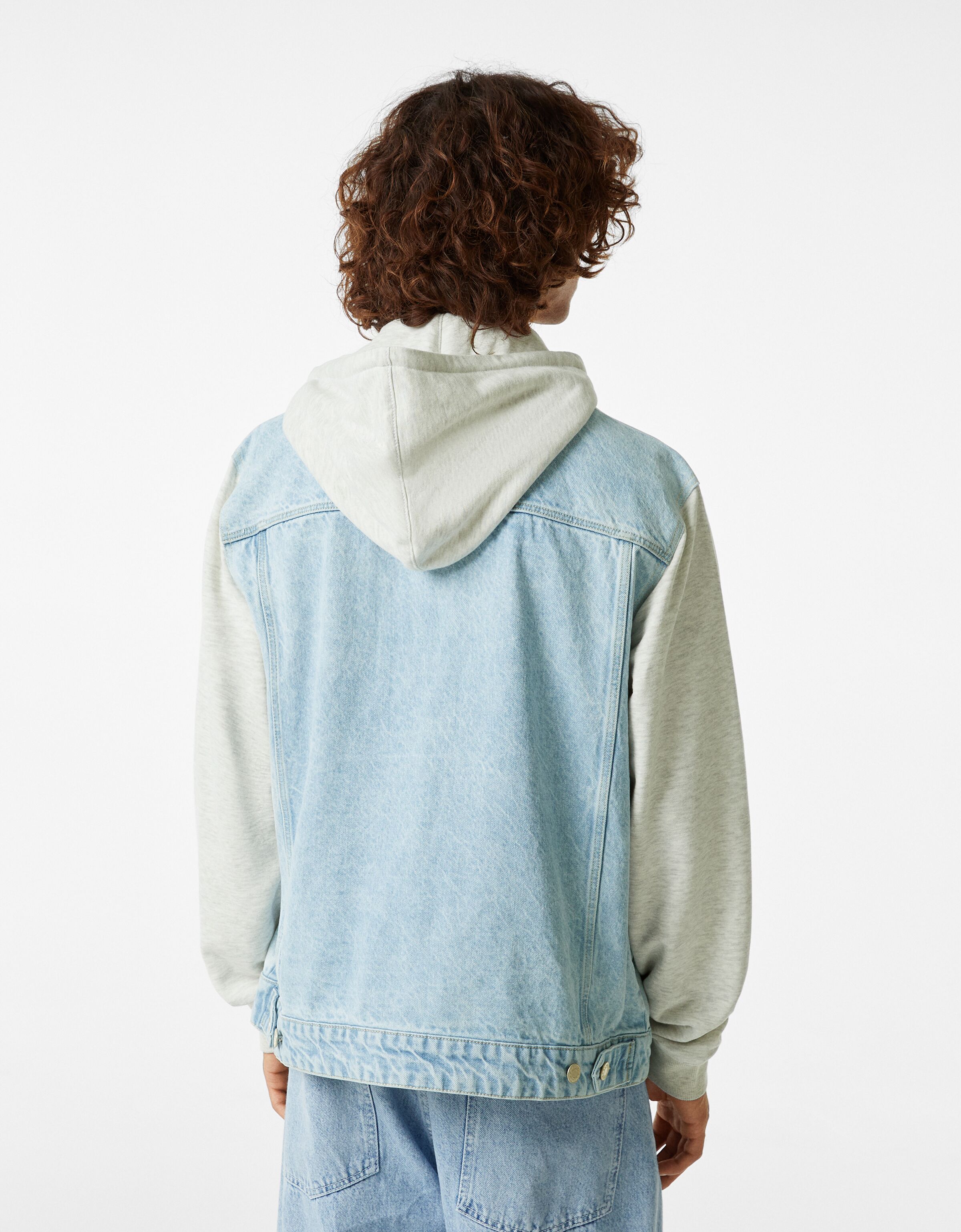 Denim jacket with detachable hood 