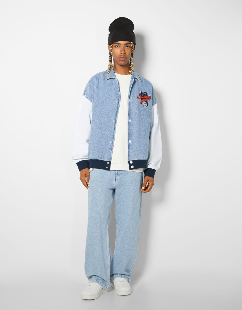Varsity bomber jacket with patches Man Bershka