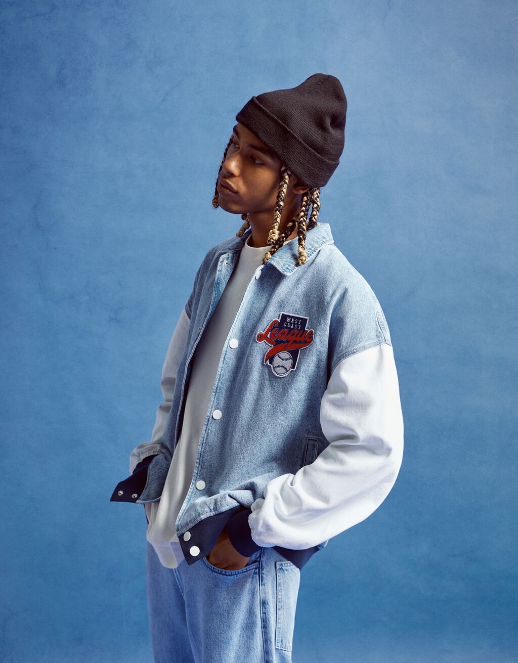 Varsity bomber jacket with patches
