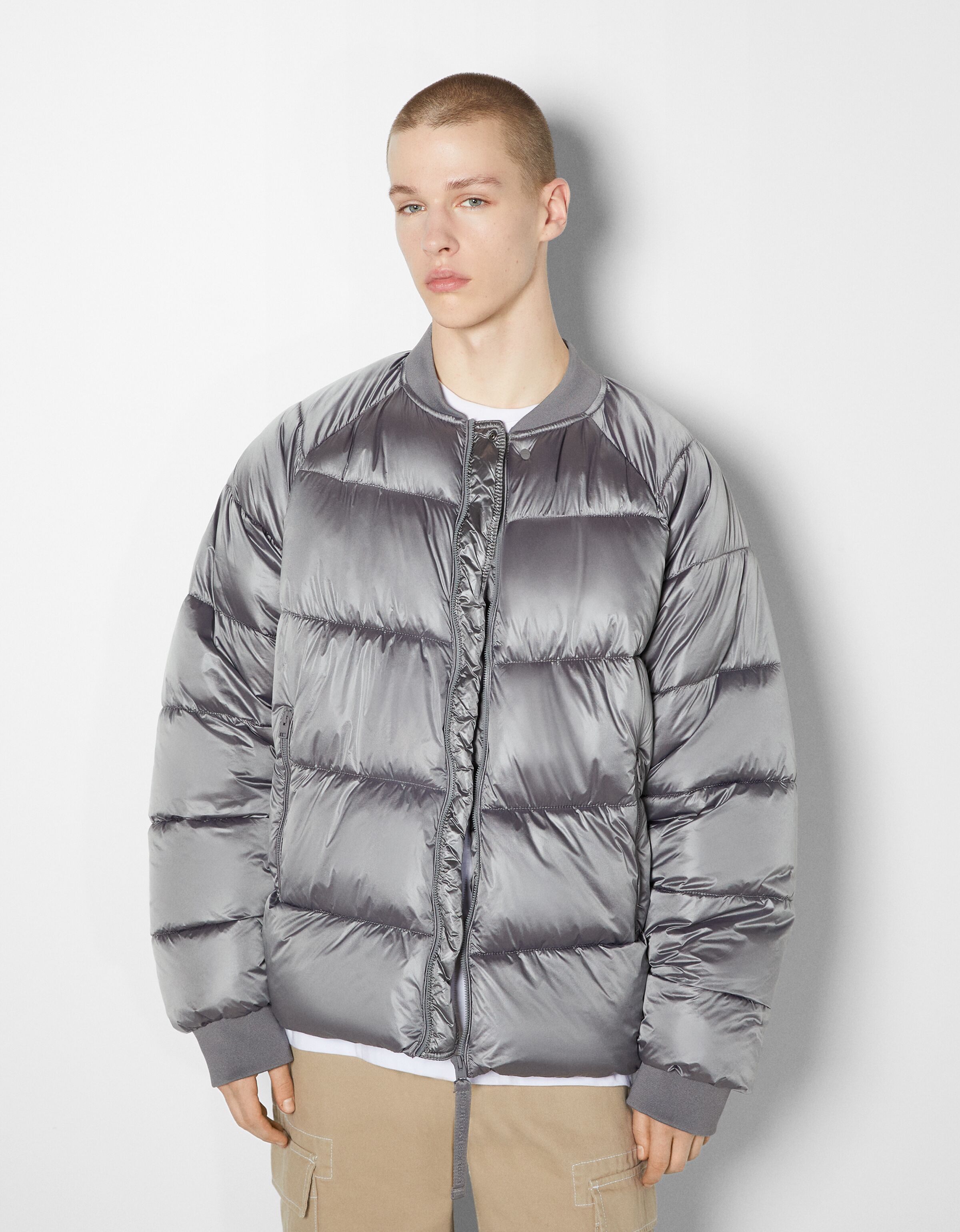 bershka silver puffer jacket