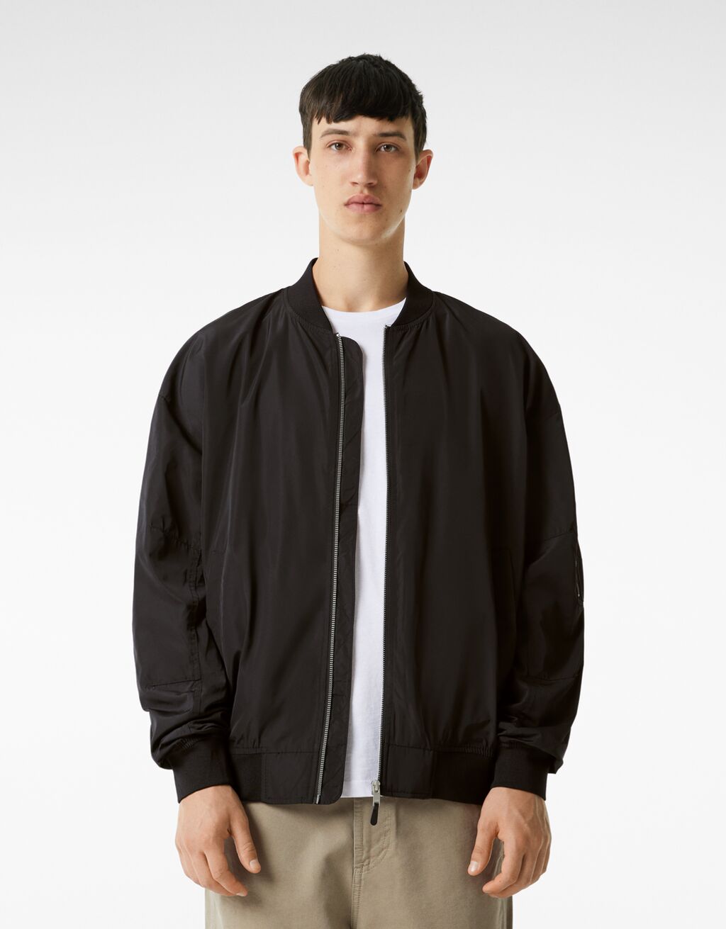 Lightweight nylon-effect bomber jacket