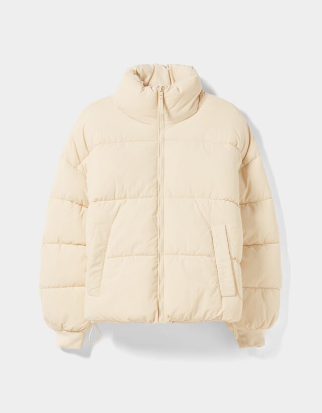 bershka cream puffer jacket