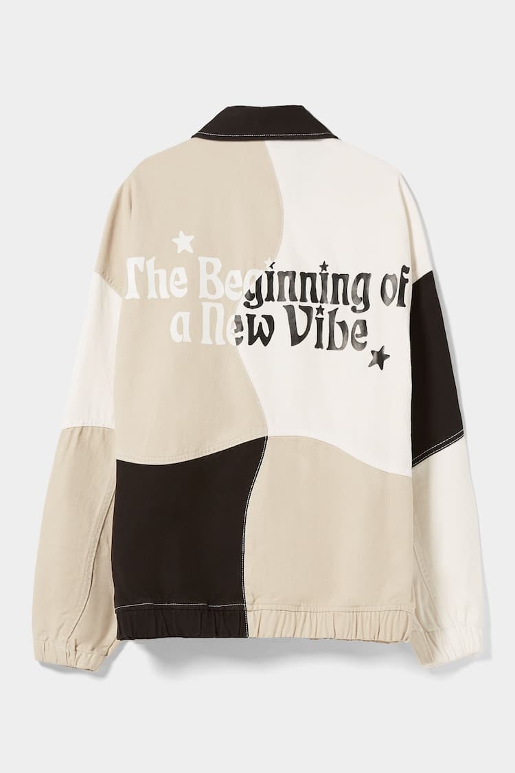 Cotton jacket featuring colour block print
