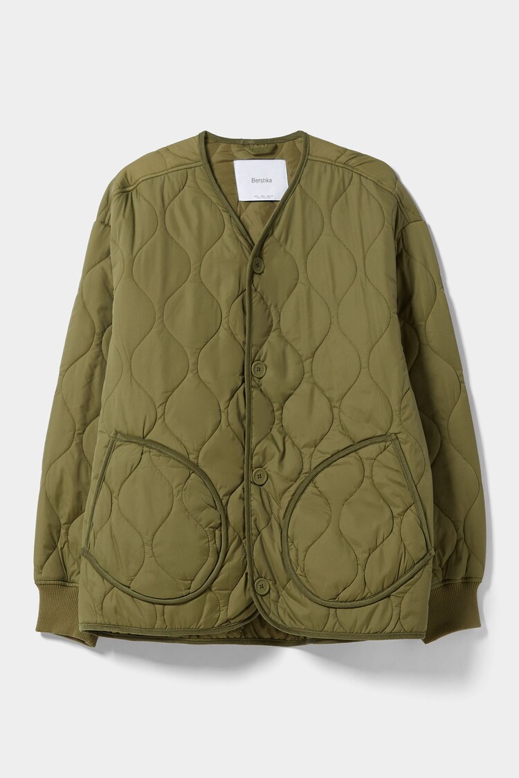 V-neck quilted jacket
