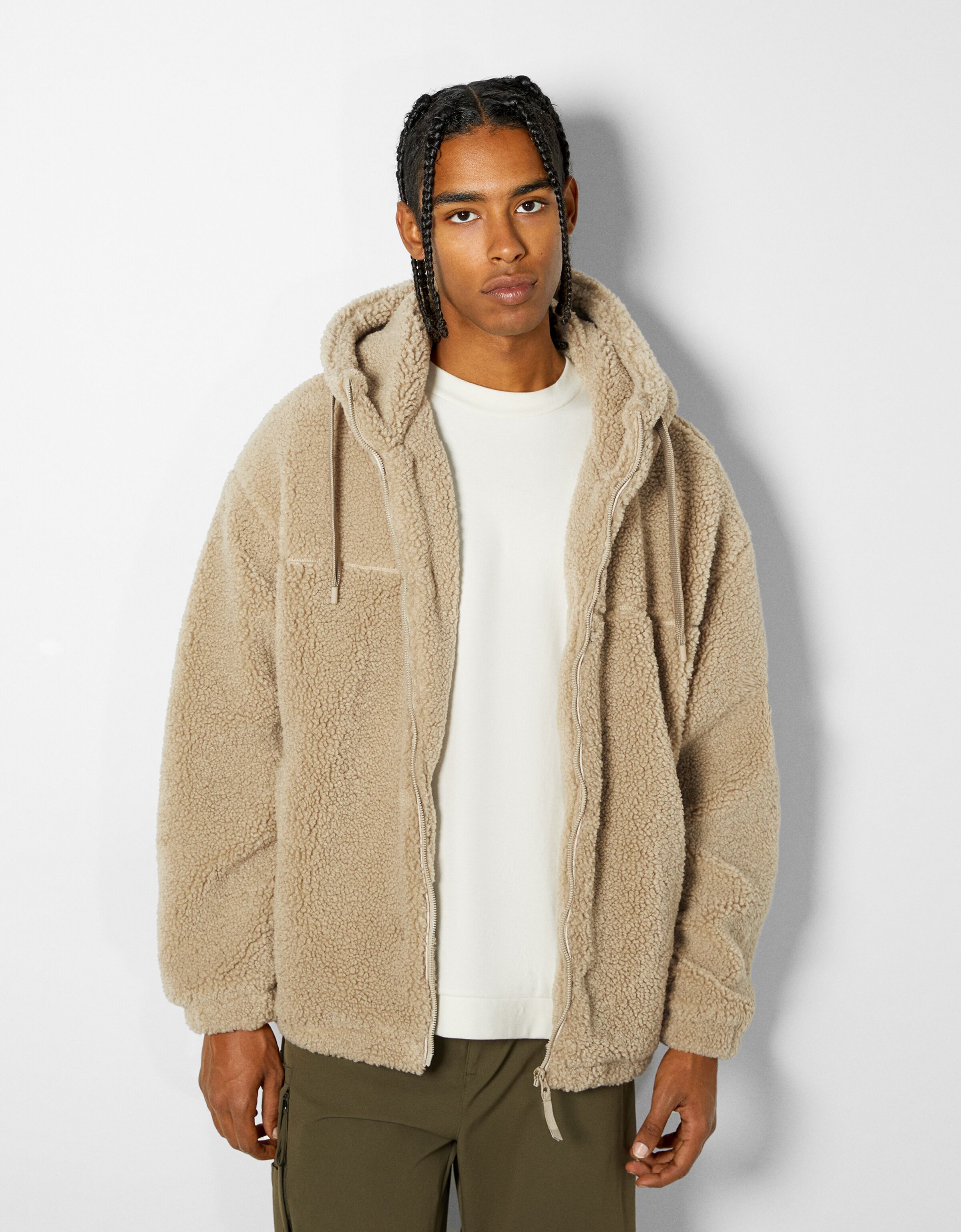 fuzzy brown jacket with hood
